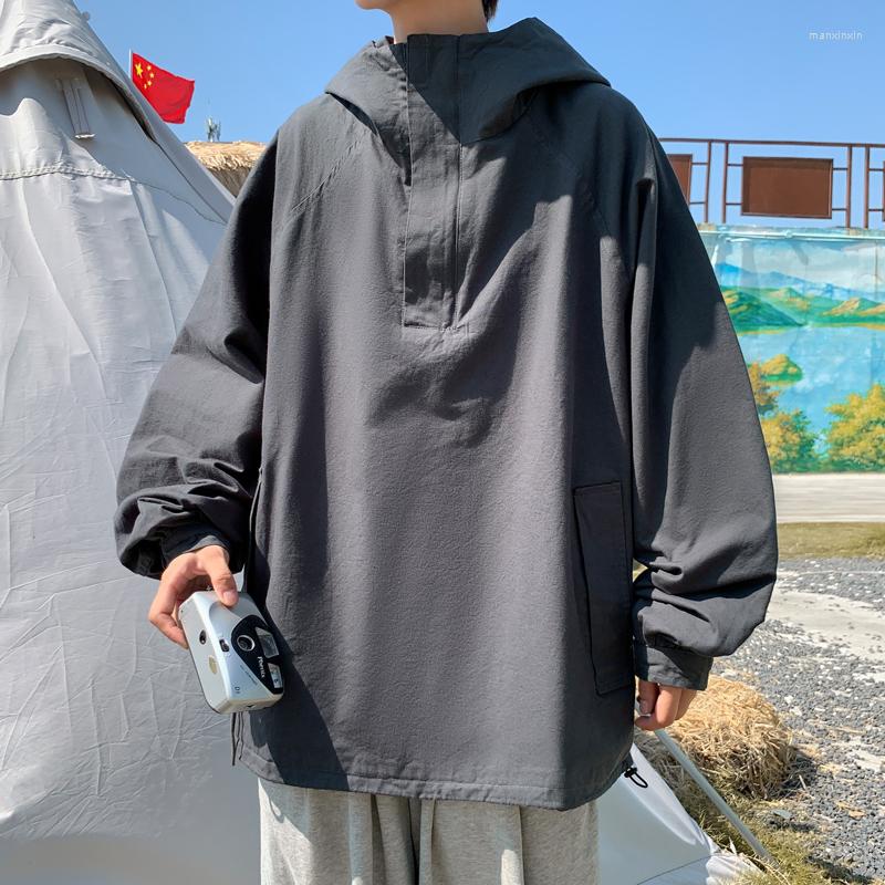 

Men's Jackets Hooded Jacket Men's Half Zip Pullover Loose Casual, Kmxz305-1