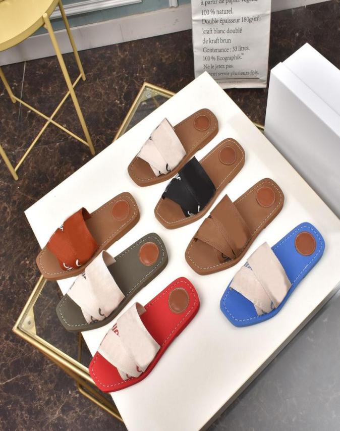 

Woody Mules sandals Women Sandals Designer luxury Slipper Fahsion Lady Lettering Fabric Slide Outdoor shoes Leather Sole Slides Fl4823845, Green