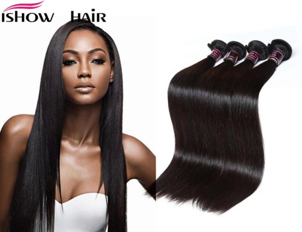 

Peruvian Indian Maylasian Unprocessed Virgin Hair Silky Straight Hair 4 Bundles Ishow Top 8A Hair Weave 828inch Selling 79044209266777, Natural color