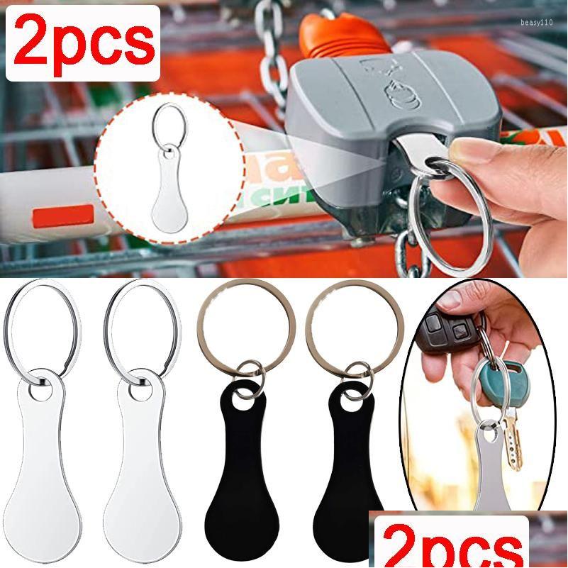 

Keychains Lanyards 2Pcs Shop Cart Token Key Chain Reuse Sier Hook Accessories Portable Keyring Metal Vintage Mobile Phone Pendant Dhz4M