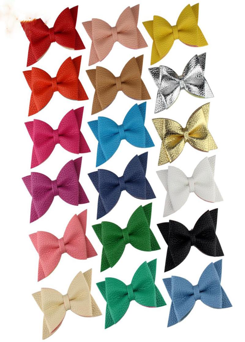 

18pcslot 3quot Mini Leather Hair Bow without clips Girls Leather Bows Hair Clips For Kids DIY Headbands Headwear Hair Accessori4008020, Multi-color