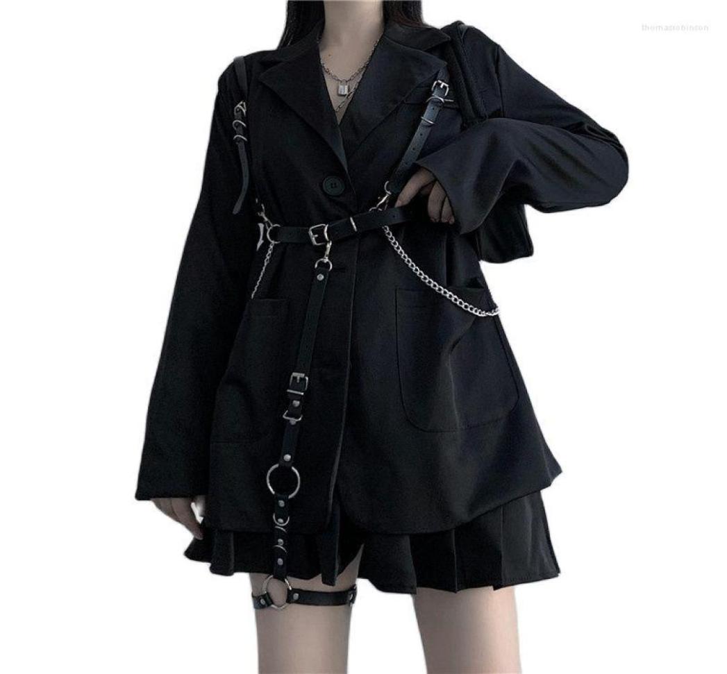 

Belts Goth Punk Black Chain Belt Women Harajuku Fashion Techwear Corset Waistband PU Leather Heart Vintage Body Strap Harness5189376