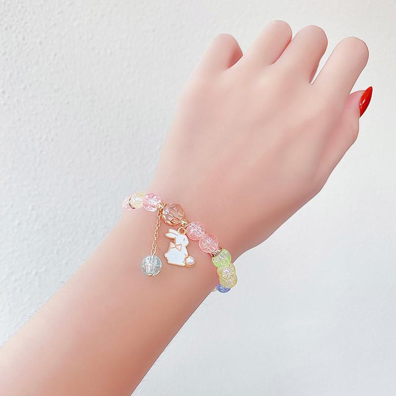

Charm Bracelets Korean Cartoon Glass Beaded Adjustable Bracelet For Women Fashion Flower Starfish Dolphin Jewelry Accessories