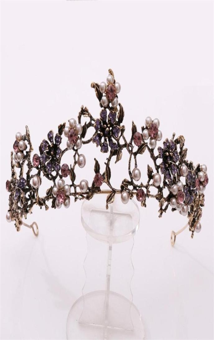 

Baroque Vintage Black Purple Crystal Pearls Bridal Tiaras Crown Pageant Diadem Veil Tiara Wedding Hair Accessories 22071689097105651877