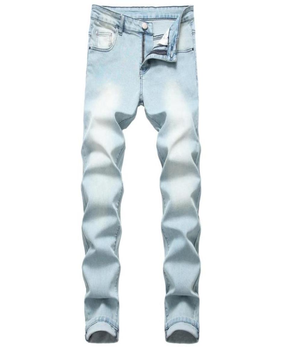

Mens Jeans Solid Color Motorcycle jean men Trendy youth slim leggings Casual Fashion Style2322912, Blue