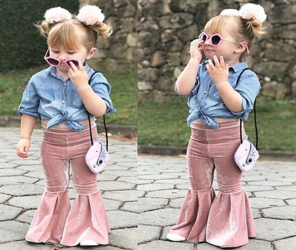 

Retail Baby Girls Golden velvet flare Pants sweatpants trousers yoga Leggings Tights Kids Designer Clothes Pant Fashion Children C4146593, Red