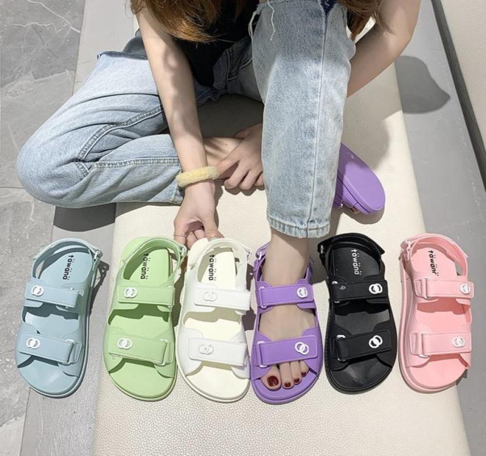 

Women Sandals Rubber Summer 2020 New Girls Casual Flat Platform Candy Color Closed Comfortable Cute Sandal Shoes No 10102628183, Black