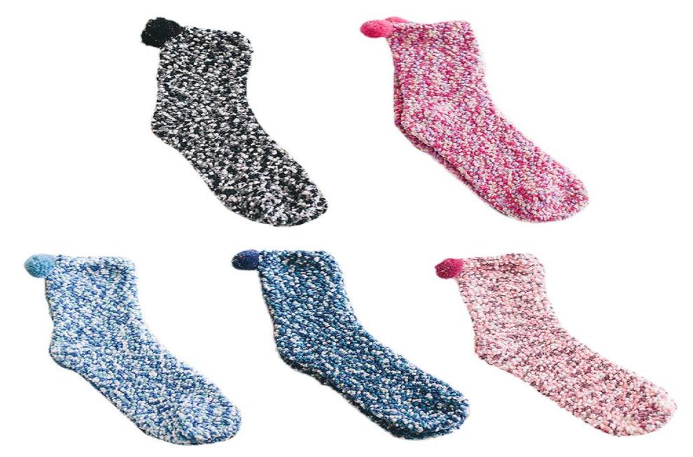 

Women Girls Candy Color Pompom Coral Velvet Slipper Socks with Cupcake Packaging new8248371, Silver