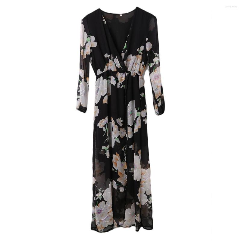 

Casual Dresses 2023 Summer Retro Boho Printing Floral Long Women Ladies Sleeve Evening Party Maxi Dress Vestidos Clothes, Multi
