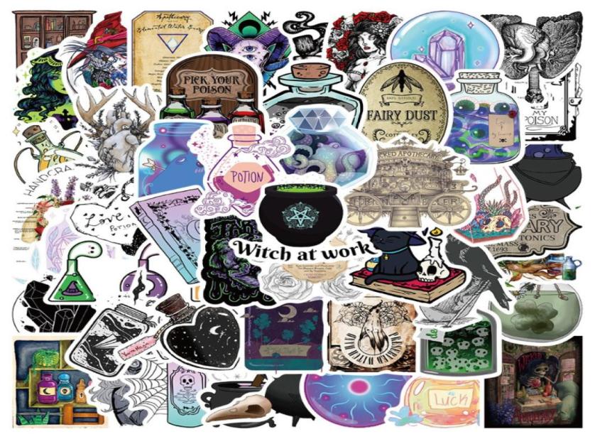 

50PcsLot Apothecary Pharmacist Witch Cartoon Graffiti Stickers Aesthetic Stickers Laptop Car Phone Kids Toys Decal Sticker1169733, Black