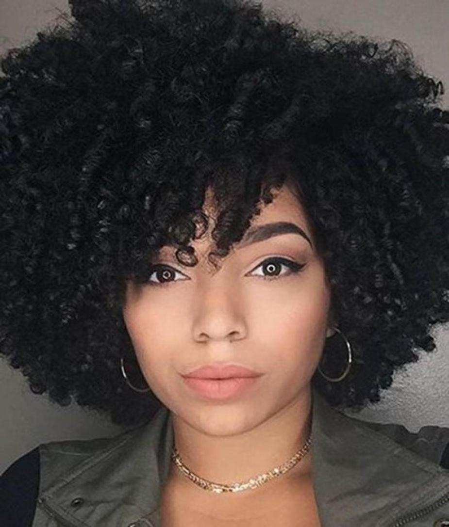 

charming women039s short bob kinky curly wig brazilian Hair African Americ Simulation human hair curly wig for ladies4616745, Black