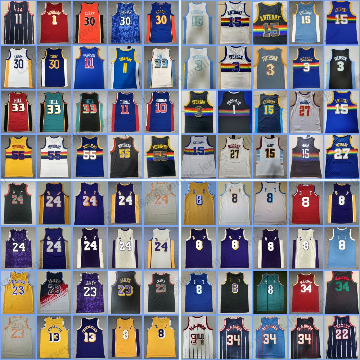 

Jokic Mitchell and Ness Basketball Stitched Jerseys Iverson Nowitzki Nash Allen Robertson Curry Thompson Paul Gary Payton Durant Shaw Kemp Webber James, As picture (with team name)