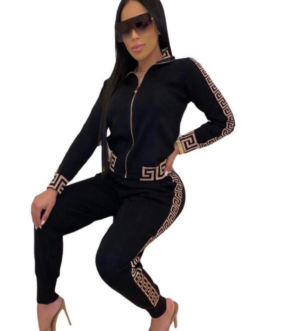 

Fashion Casual Tracksuit Two Piece Set Women Spring Autumn New Long Sleeve Printed Stitching Sweatsuit Women Two Piece S2XL5600851, Beige