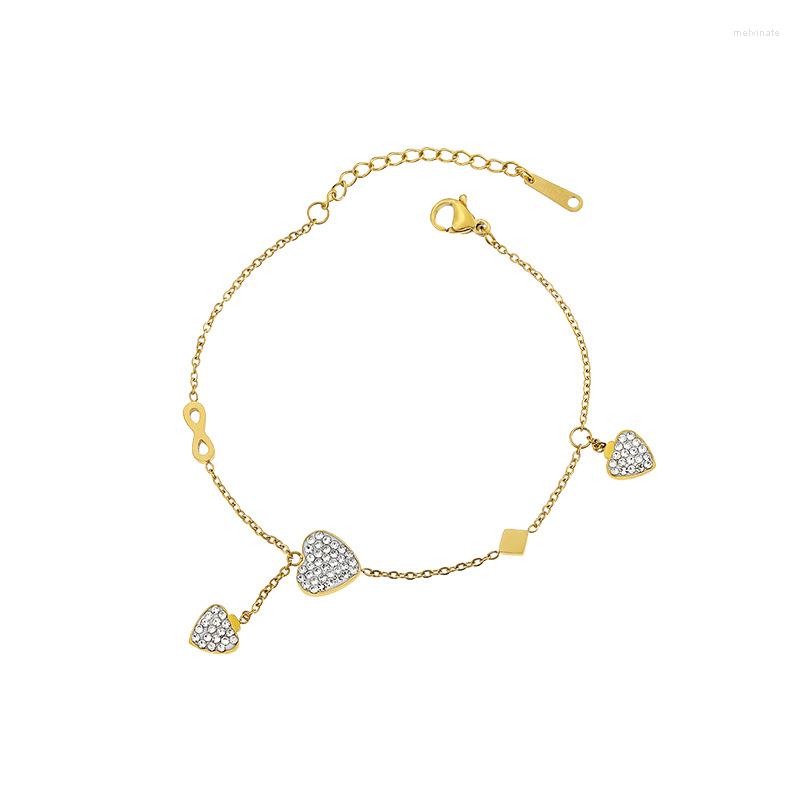 

Link Bracelets Wholesale Jewelry 2023 Women Bracelet Gold Plated Heart Valantine Love Gift For Girls