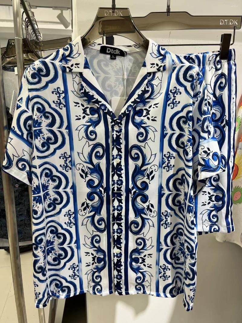 

Men's Tracksuits Er0355 Fashion Men's Sets 2023 Runway Luxury European Design Party Style Clothing, Blue