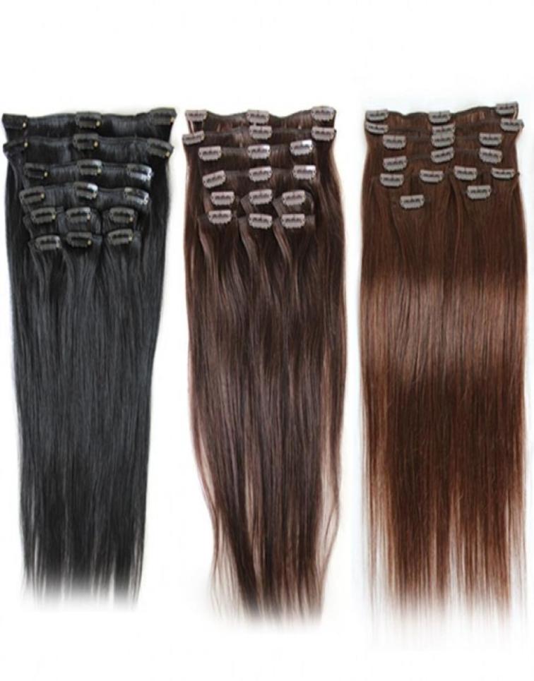 

Greatremy Brazilian Clip In Human Hair Extensions Staight 124 120gset Remy Hair Weft 20quot 24quot Top Quality Clip In Hai7141090, Medium brown