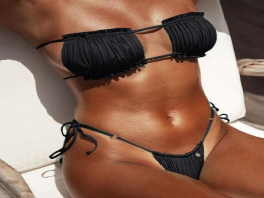 

2020 women Swimming girl ladies sports Bikinis set Laceup solid colour onepiece swimsuit with chain strap and breast mat Droppin3889038