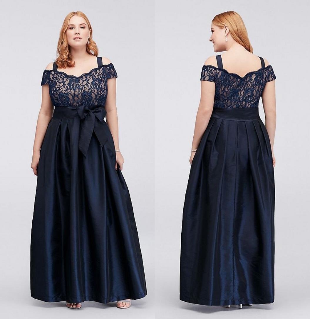 

Dark Navy Plus Size Lace Prom Dresses Off The Shoulder Evening Gowns With Sash A Line Cheap Taffeta Floor Length Formal Dress9228980, Brown
