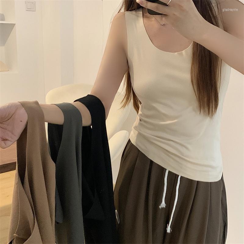 

Women's Polos Solid Color Versatile Casual Warm Undercoat Vest Top, Khaki