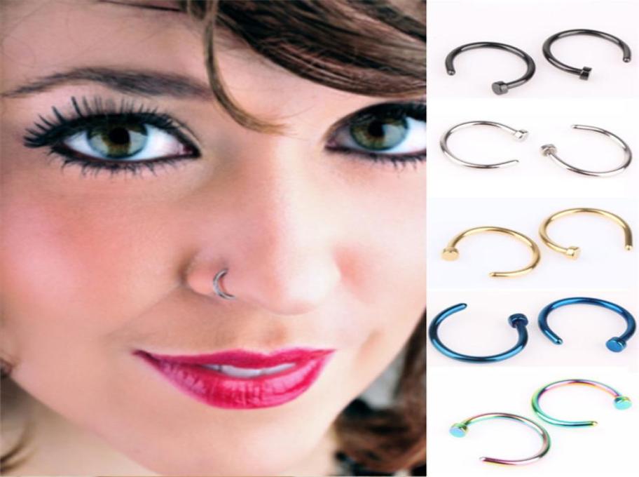 

316L Stainless Steel Nose Rings Body Piercing Jewelry Fashion women Open Hoop Nose Rings Earring Studs Non Piercing Rings7826985