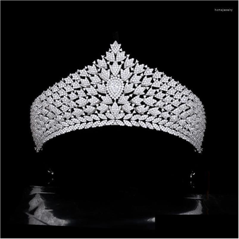 

Hair Clips Barrettes Myfeivo Handmade Microinlaid Zircon Wedding Crown Forest Series Leaves Big Bridal Tiaras Accessory Hq0592 Dro Dhfkr