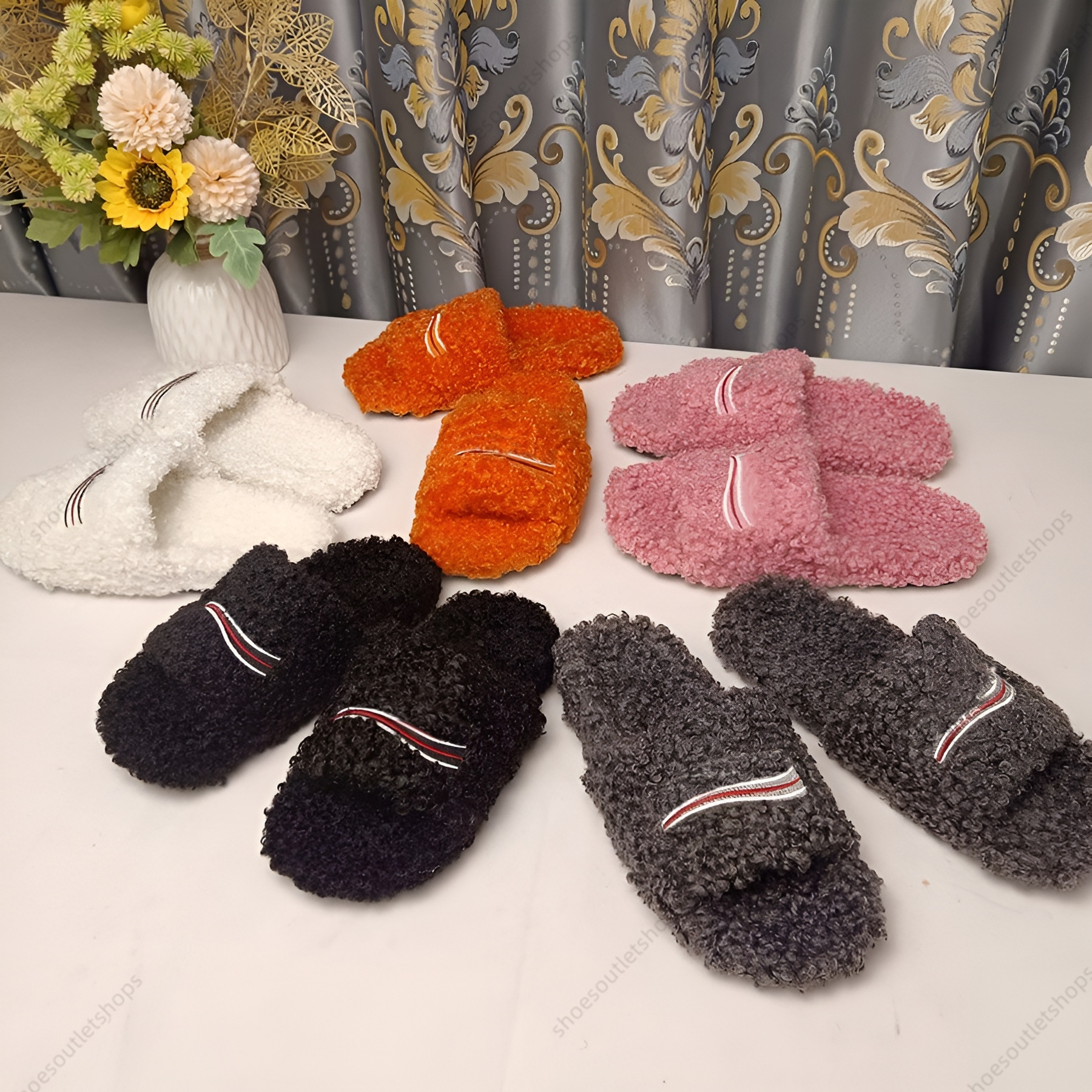 

Luxury designer Womens Slippers Ladies wool Slides Winter fur Fluffy Furry Cotton Slide omfortable Fuzzy Girl Flip Flop Slipper size 35-40