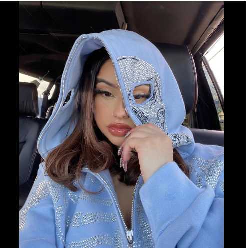 

White Y2k Blue Custom Rhinestone Skeleton for Girl Woman Hoodies Sweatshirt tracksuit women, Beige