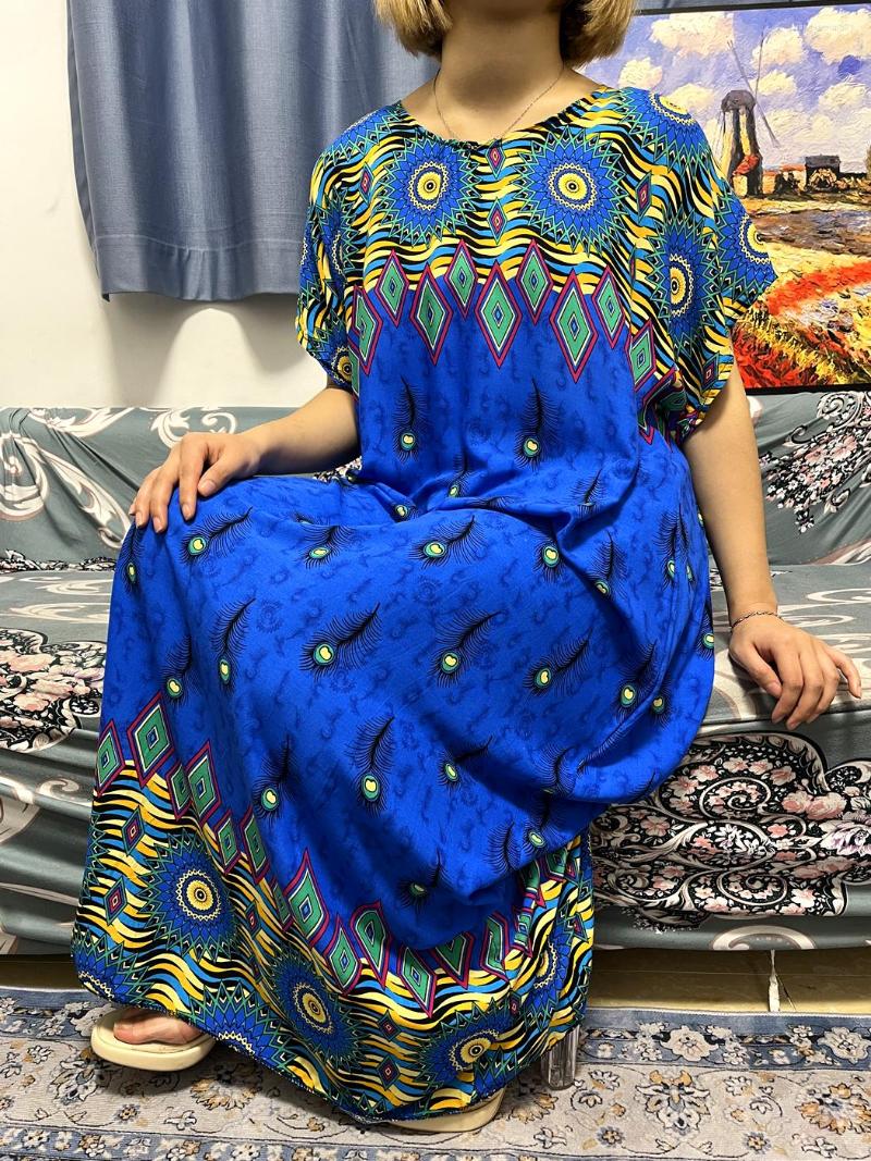 

Ethnic Clothing Abayas For Women 2023 Floral Printed Cotton Musilm Loose Fit Femme Robe African Flower Summer Dresses Traditional Islam