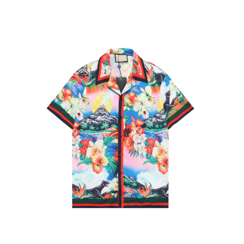 

Men's Casual Shirts Style Men's Summer Tops Hawaiian Beach Flower Shirt Short Sleeve Thin Streetwear Short Sleeve Dress tee 789789, Beige