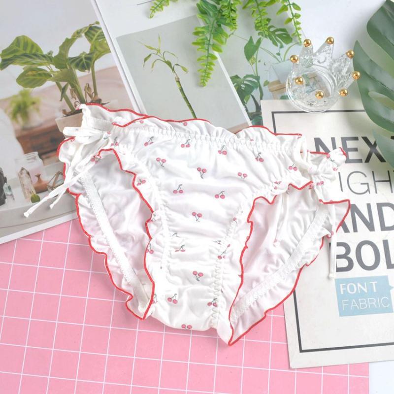 

Women's Panties Leechee Japanese Underwear Girl Cute Kawaii Breathable Shorts Ladies Lingerie Cherry Print LowWaist Underpnts Crotch Soft Br, Pink