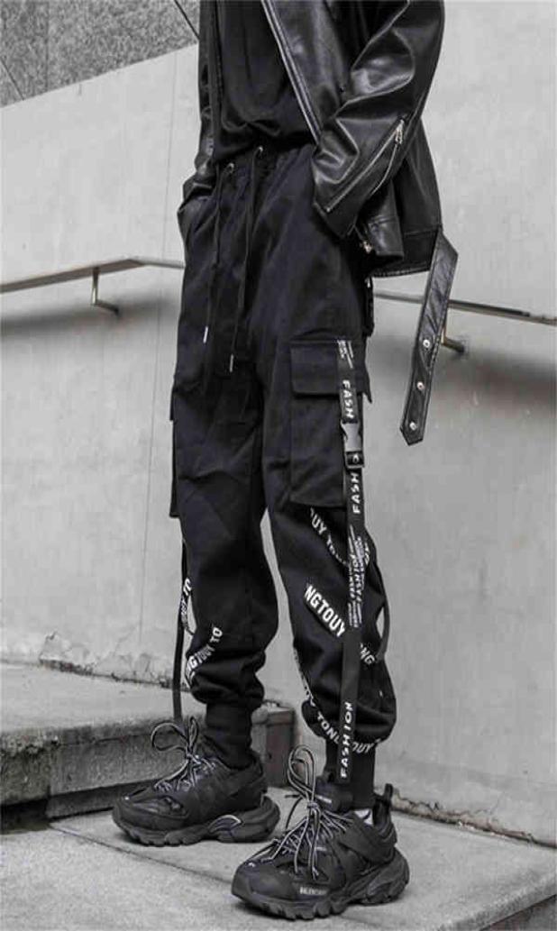 

2022 Harajuku Black Hip Hop Men Ribbons Cargo Pants Techwear Japanese Emo Alt Trousers Jogging Streetwear Hippie Gothic Joggers G25035985, Multi