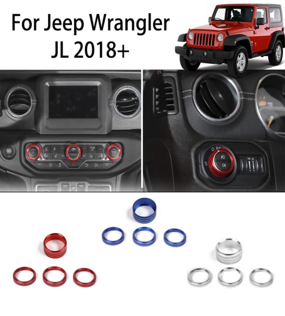 

Aluminum Alloy Headlight And Air Conditioning Rotary Decorative ring Decoration Cover Fit for Jeep Wrangler JL Auto Interior Acces3552012