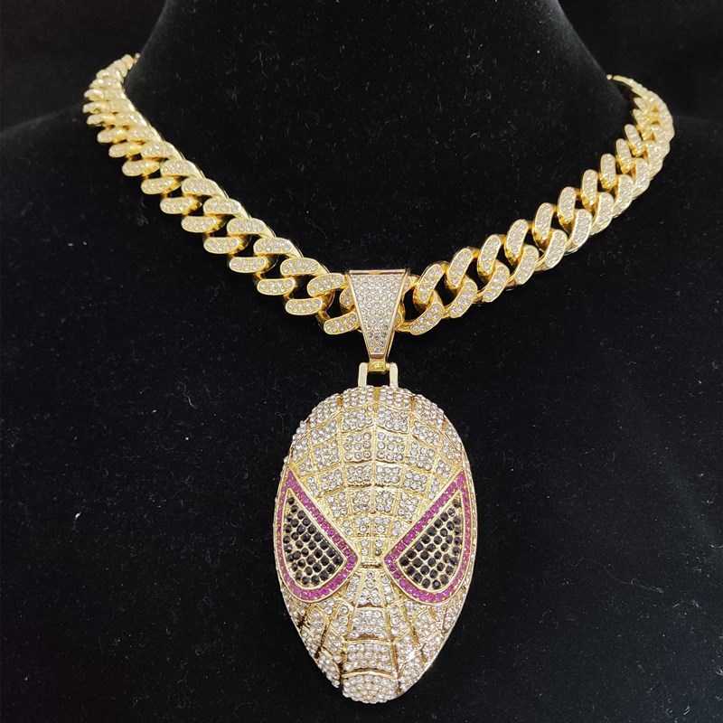 

Men Women Hip hop Iced out Bling Figure Pendant Necklace with 13mm crystal Cuban Chain Hiphop Necklaces fashion Charm jewelry