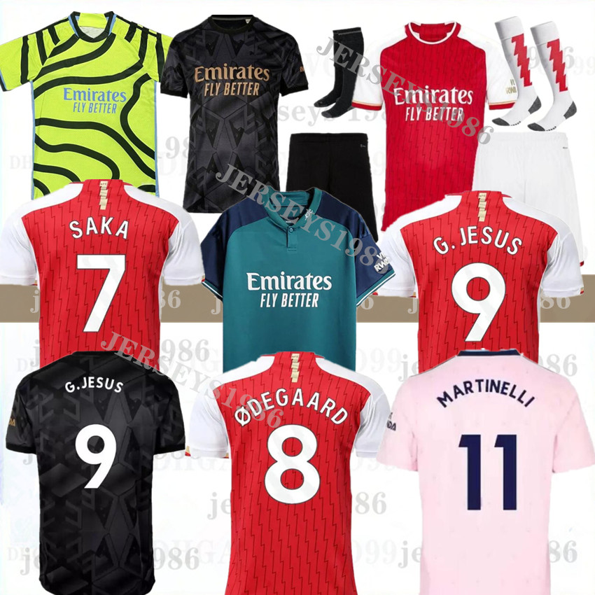 

23 24 SAKA Soccer Jerseys G. JESUS ODEGAARD 2023 Gunners MARTINELLI SMITH ROWE THOMAS NKETIAH ZINCHENKO SALIBA Football Shirt Men Kids Sets Child Kit S-4XL 999