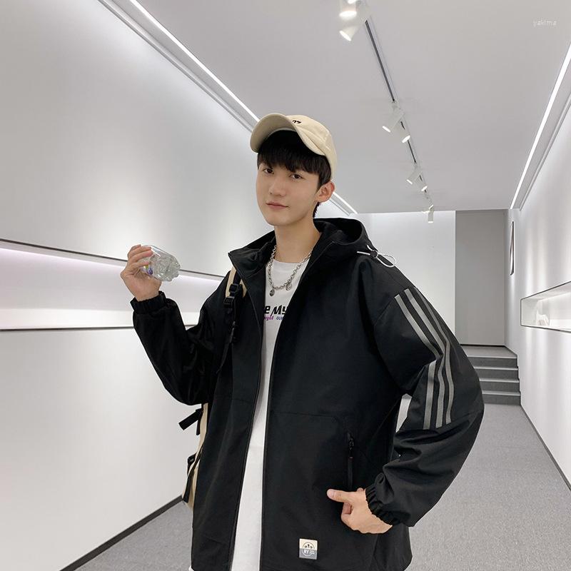 

Men's Casual Shirts Coat Men's Spring And Autumn Increase Tide Brand Stitching Tooling Jacket Loose Hooded Clothes, Gray