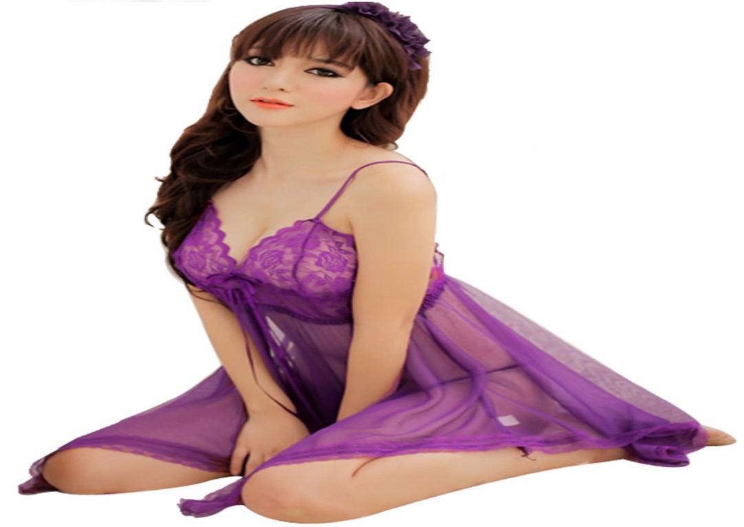 

Whole 2017 Sexy Nightgown Night gown Sleep dress GString Set Deep V Sleepwear Lingerie Black Purple nightie4405819, Beige
