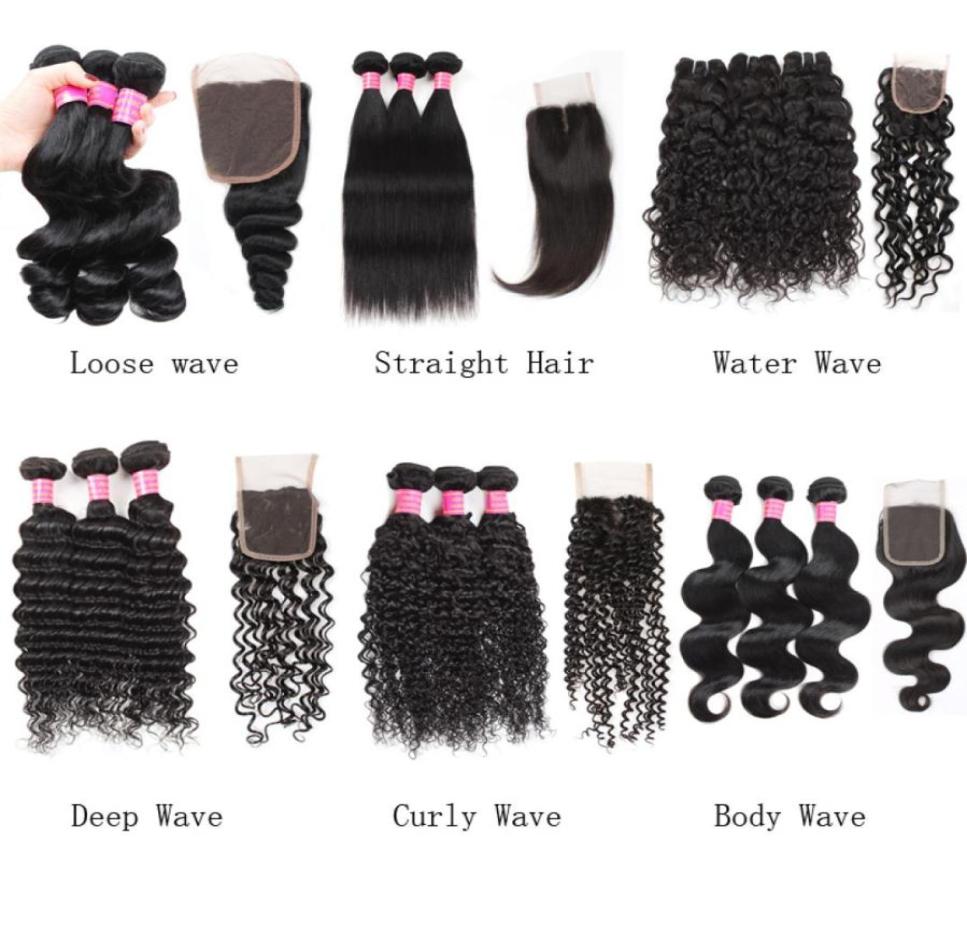

Factory Cheap 8A Unprocessed Brazilian Virgin Hair 3 Bundles with 44 Lace Closure Straight Hair Body Loose Deep Curly Water36513461794310, Medium brown