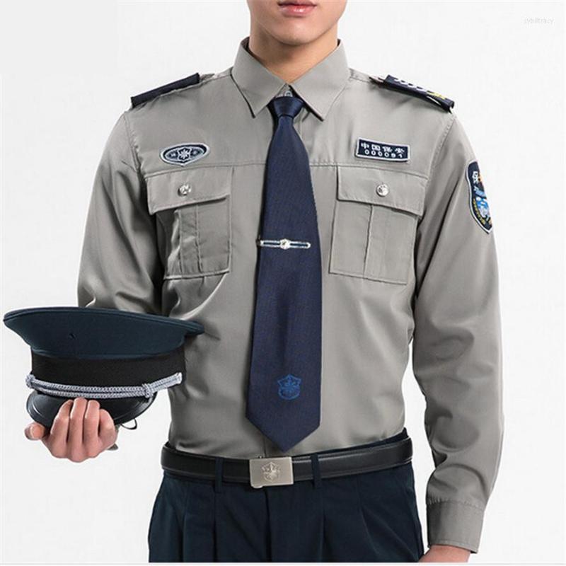 

Men' Dress Shirts Pria Keamanan Kemeja Putih Lengan Panjang Pakaian Untuk Bekerja Tentara Tempur Seragam Militer, White