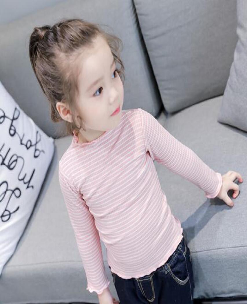 

2019 In the fall New style fashion children The girl little stripe Long sleeve Tshirt QPP00115377141, Red