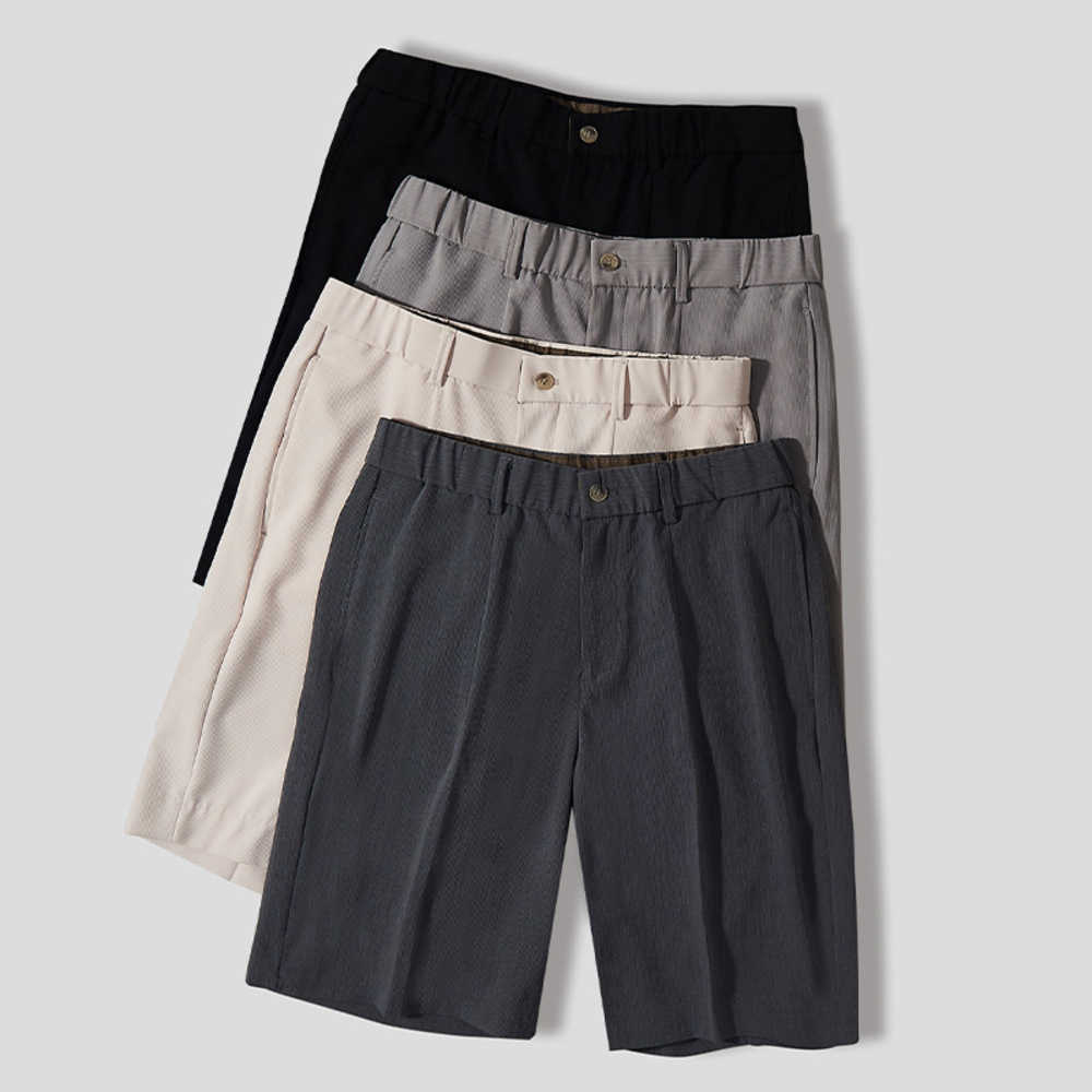 

Shorts Men's Summer Casual Trendy New Ice Silk and Loose Fitting Thin Suit Mid Pants, Black