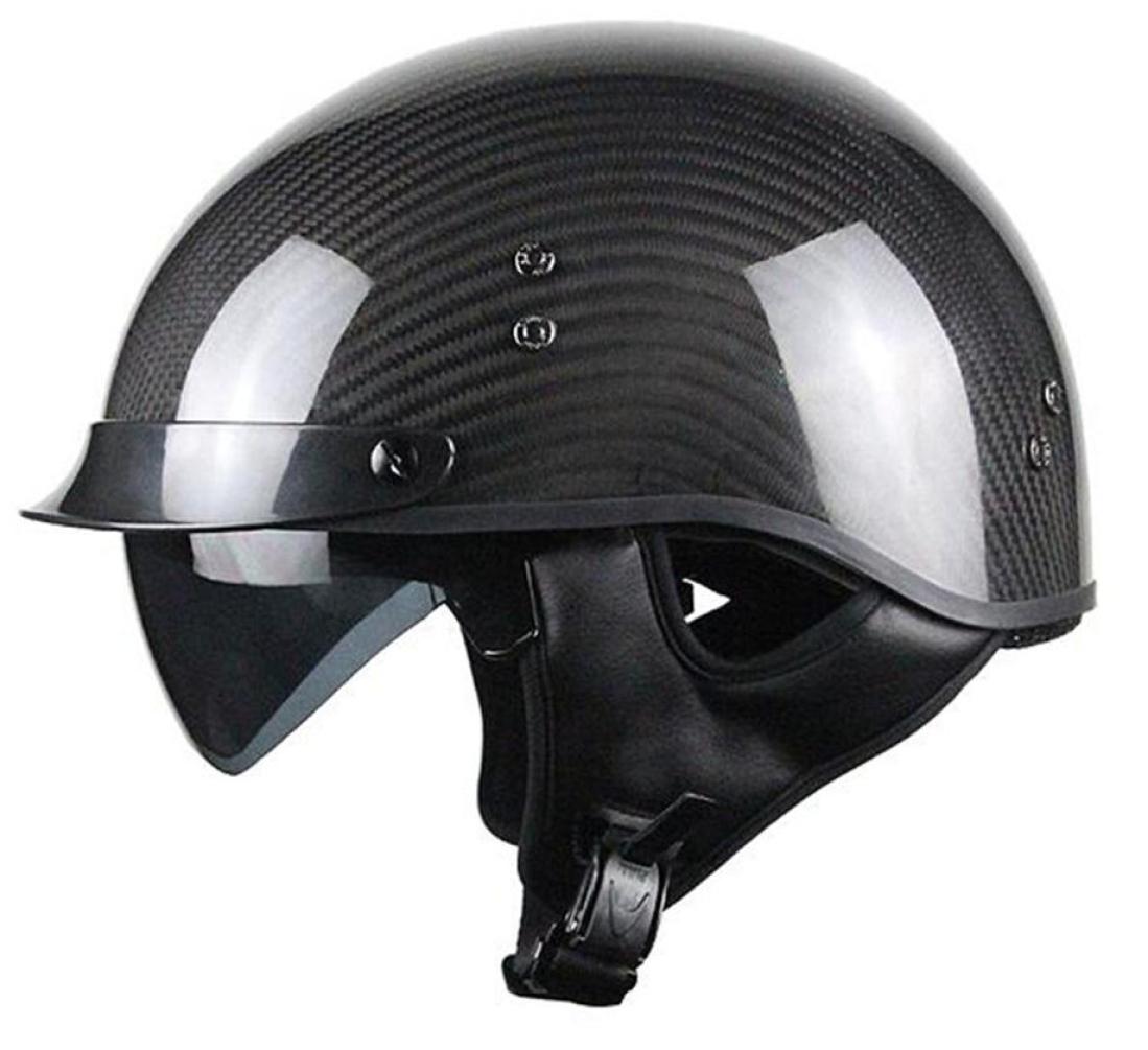 

Voss 888CF Genuine Carbon Fiber DOT Half Helmet with Drop Down Sun Lens and Metal Quick Release S Gloss Carbon1929828, Blacks