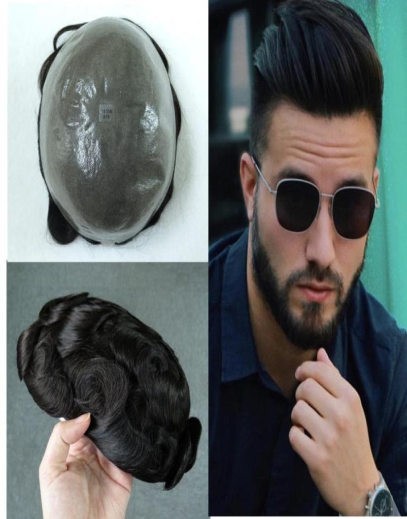 

Thin Skin Mens Toupee Vloop Pu Natural Human Hair Hairpiece For Men Replacement Systems Style Men Wig9859095, Clear