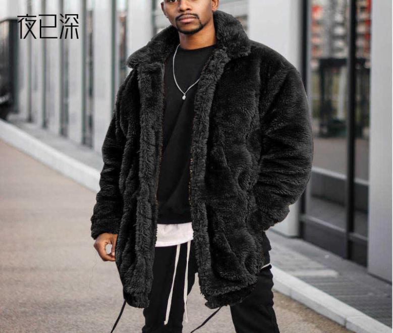 

Men039s Fur Faux Fur Men Coat Imitation Rabbit Fur Black Loose Long Sleeves Fashion Singlebreasted Hiphop Street Autumn And W7997625