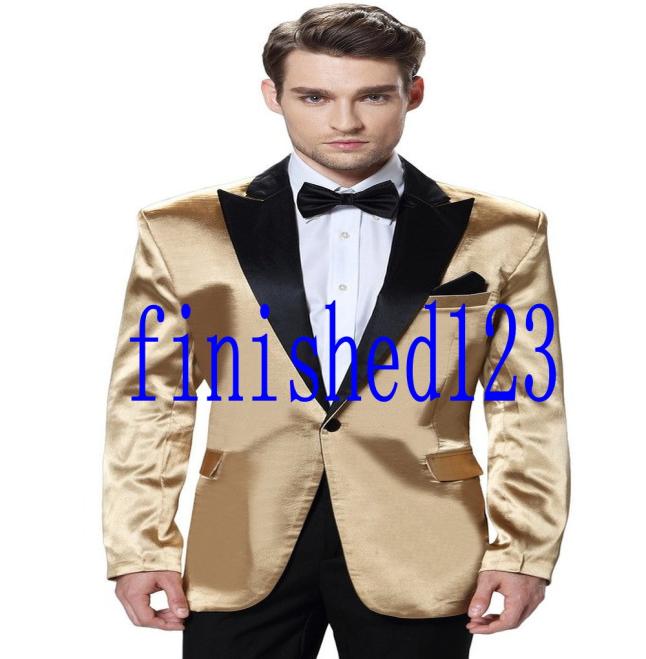 

Custom Made One Button Gold Groom Tuxedos Peak Lapel Groomsmen Mens Wedding Dresses Prom Suits JacketPantsGirdleTie AA15685943919, Light gray