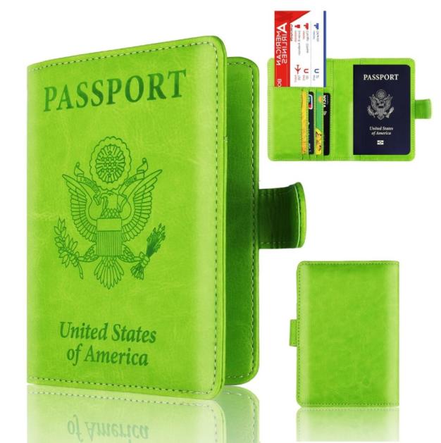 

Travel Leather Usa Passport Cover Us Rfid Protection Credit Card Passport Holder Case With Magnetic Button3987454, Blue