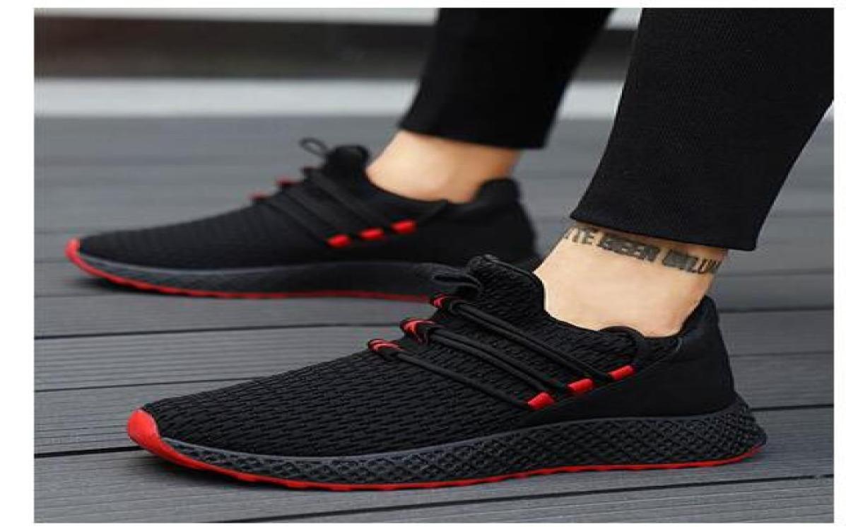

2019 new running shoes for man comfortable breathable size 3944 laceup mesh Lightweight sneakers adult high top sports jogging2738919, Black