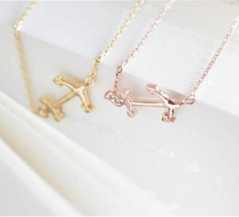 

10PCS fashion trendy women simple anchor pendant 18k gold plated necklace gift whole8550867