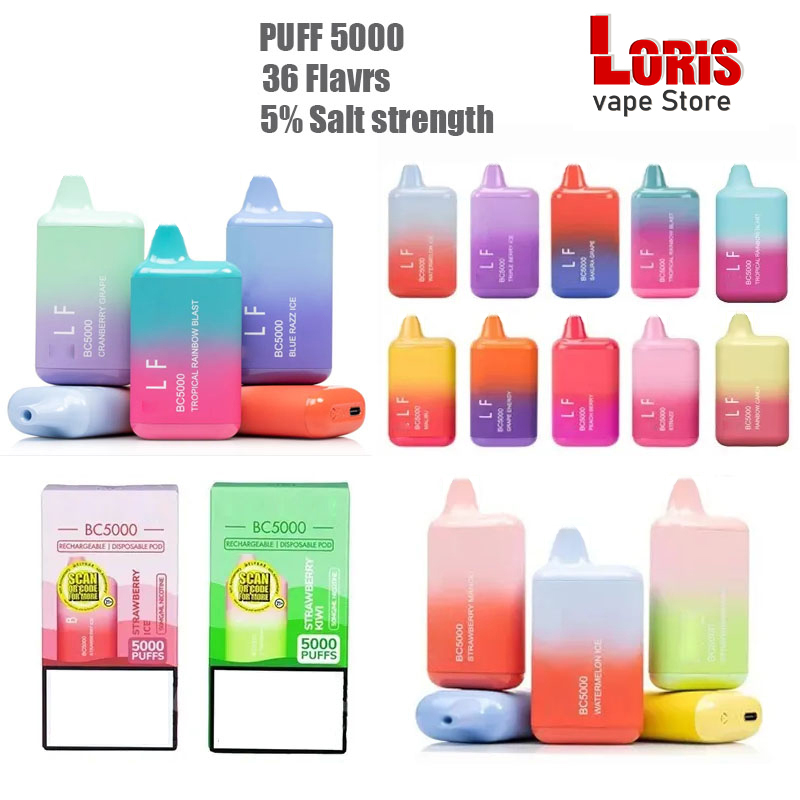 

Elf BC5000 Disposable E cigarettes Puff 5000 Vape Pen 13ml Dual Mesh Coil Cartridge Pods 650mAh Rechargeable Battery Vs Lost Marry Bar 5000 Puffs