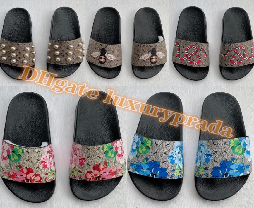 

Luxury designer Men Women Sandals with Correct Flower Box Dust Bag Shoes tiger snake print slides Slide Summer Wide Flat Foam Runn8388111, Purple