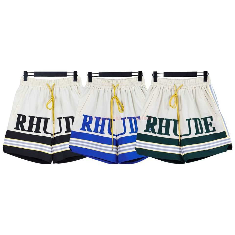 

Designer Short Fashion Casual Clothing Beach shorts American Fashion Brand Rhude New Patch Embroidery Letter Ribbon Loose Casual Mens Womens Sports Split Shorts Su, Blue